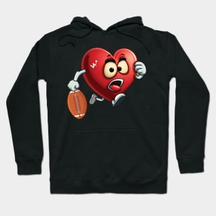 Heart American Football Valentines Day Boys Men Kids Sports Hoodie